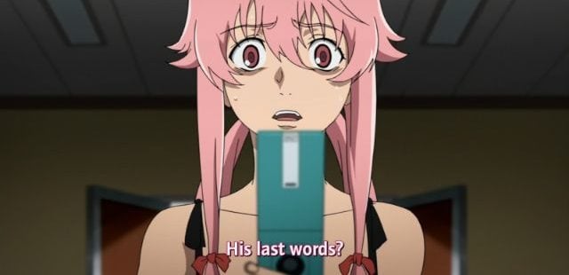 14+ Saucy Anime With Sex Scenes (Or Close To It) 32 Future Diary yuno gasai shocked e1632950994606