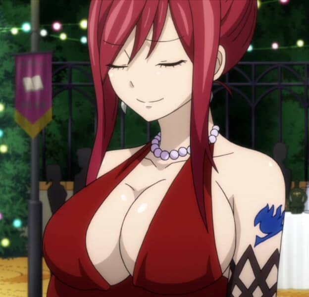 23+ Of The Best Anime Girls With Big Boobs (Oppai) That Are Nice And BOUNCY 46 erza scarlet tiddies red dress