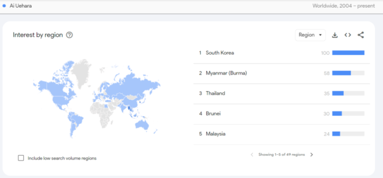 The Top 15 Japanese Porn Stars Of All Time (According To Reddit) NSFW 54 Ai Uehara google trends map