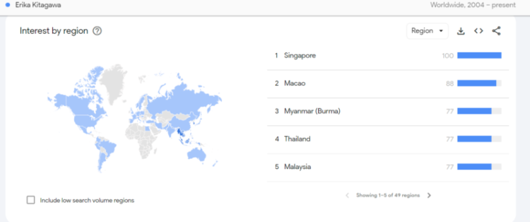 The Top 15 Japanese Porn Stars Of All Time (According To Reddit) NSFW 60 Erika Kitagawa google trends map